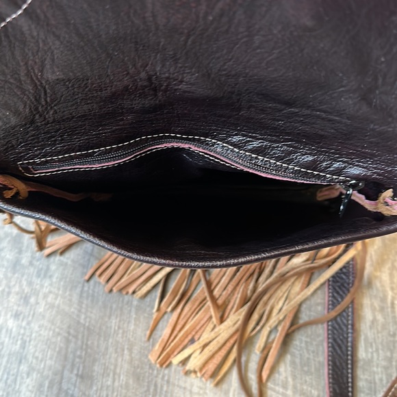 Loriano Tolaini Handmade Leather Boho Bag with Fringe and Embellishments - Picture 12 of 17